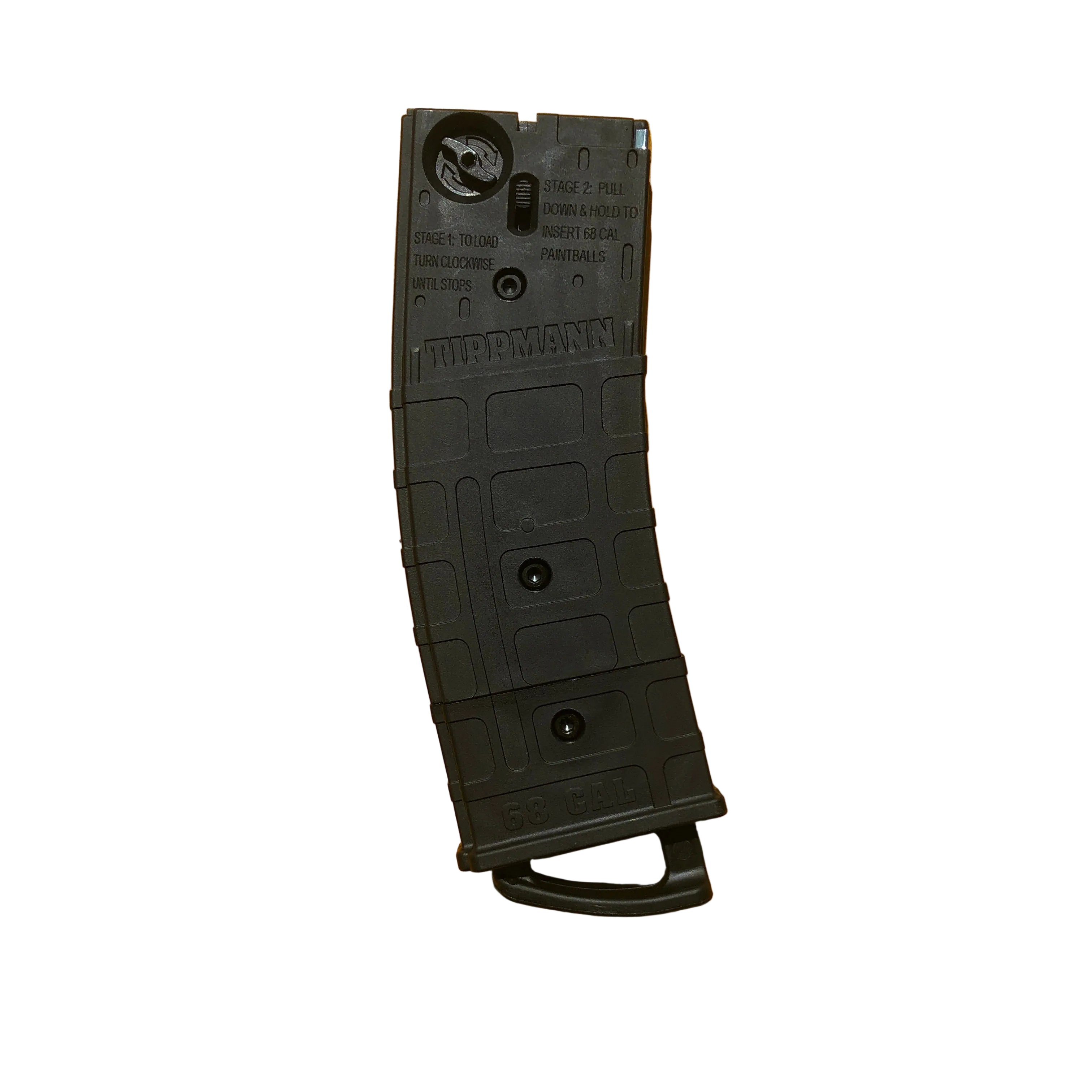 CERTIFIED USED Tippmann 68 Caliber Paintball Magazine for TMC Elite Stormer Paintball Marker Right Side View
