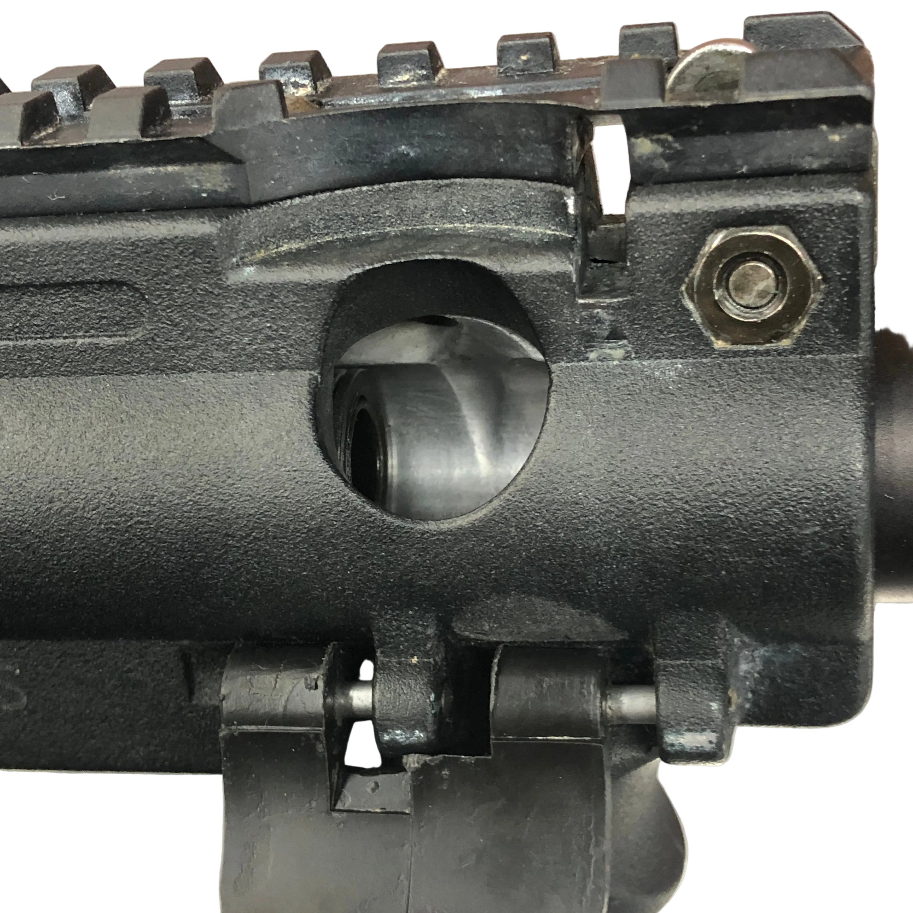 CERTIFIED USED Tippmann 98 Custom Platinum ACT 68 Caliber Gravity Fed Paintball Marker Loading Chamber Zoomed View