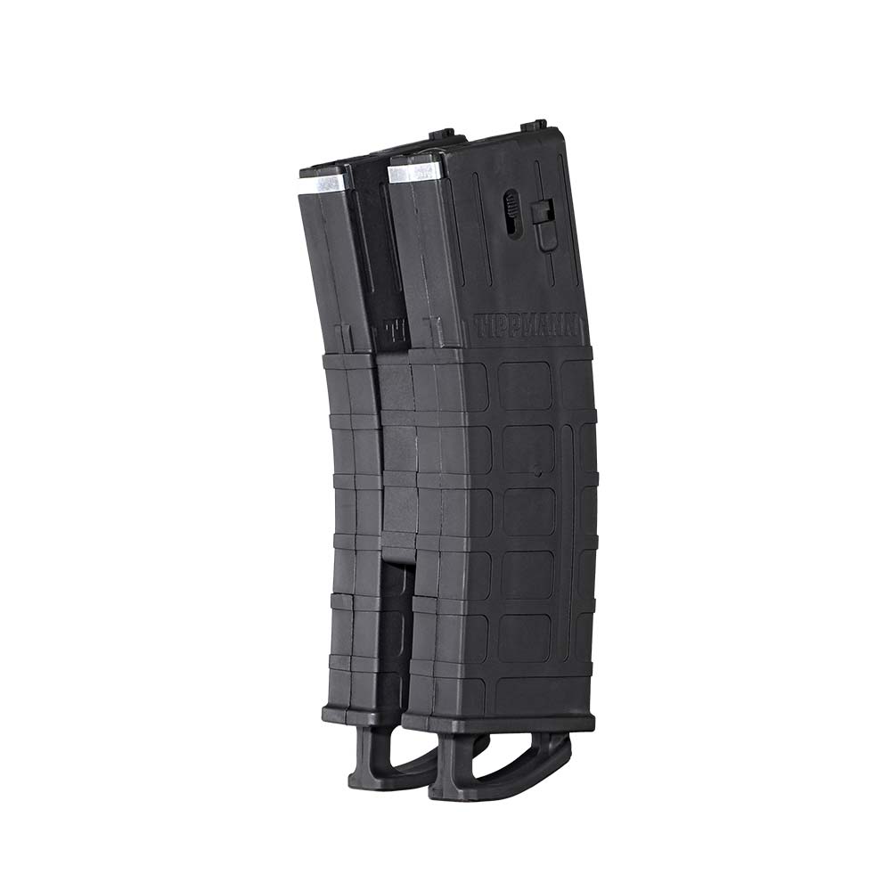 Tippmann TMC Stormer .68 Caliber Paintball Dual Magazine with Coupler Front Left Side Angled View