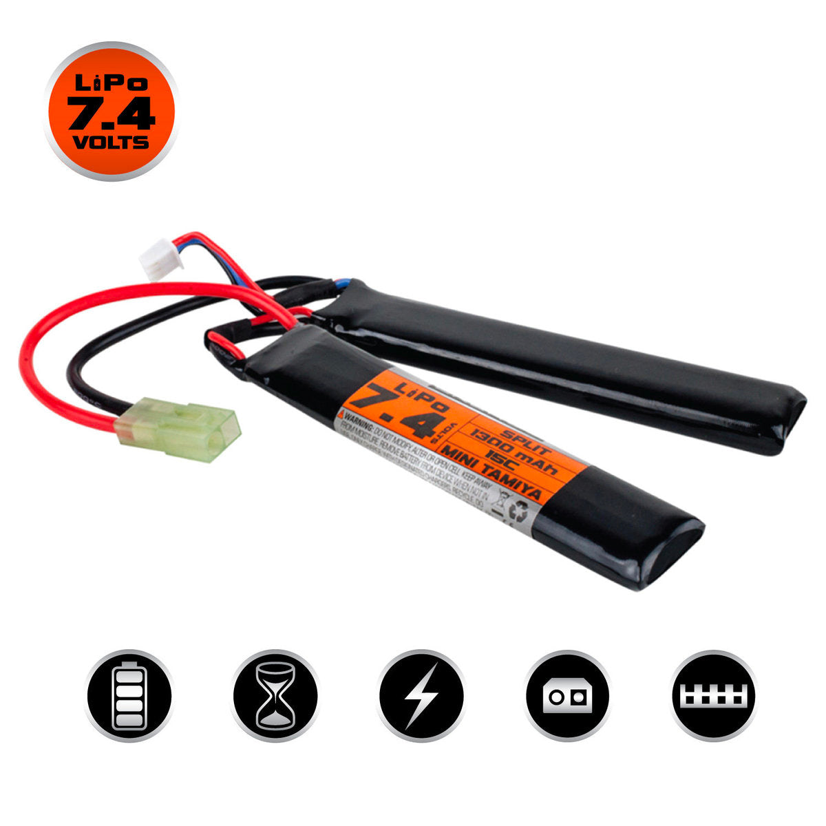 BATTERIE LIPO VALKEN 7.4V 1300MAH 15C/30C SPLIT SMALL TAMIYA