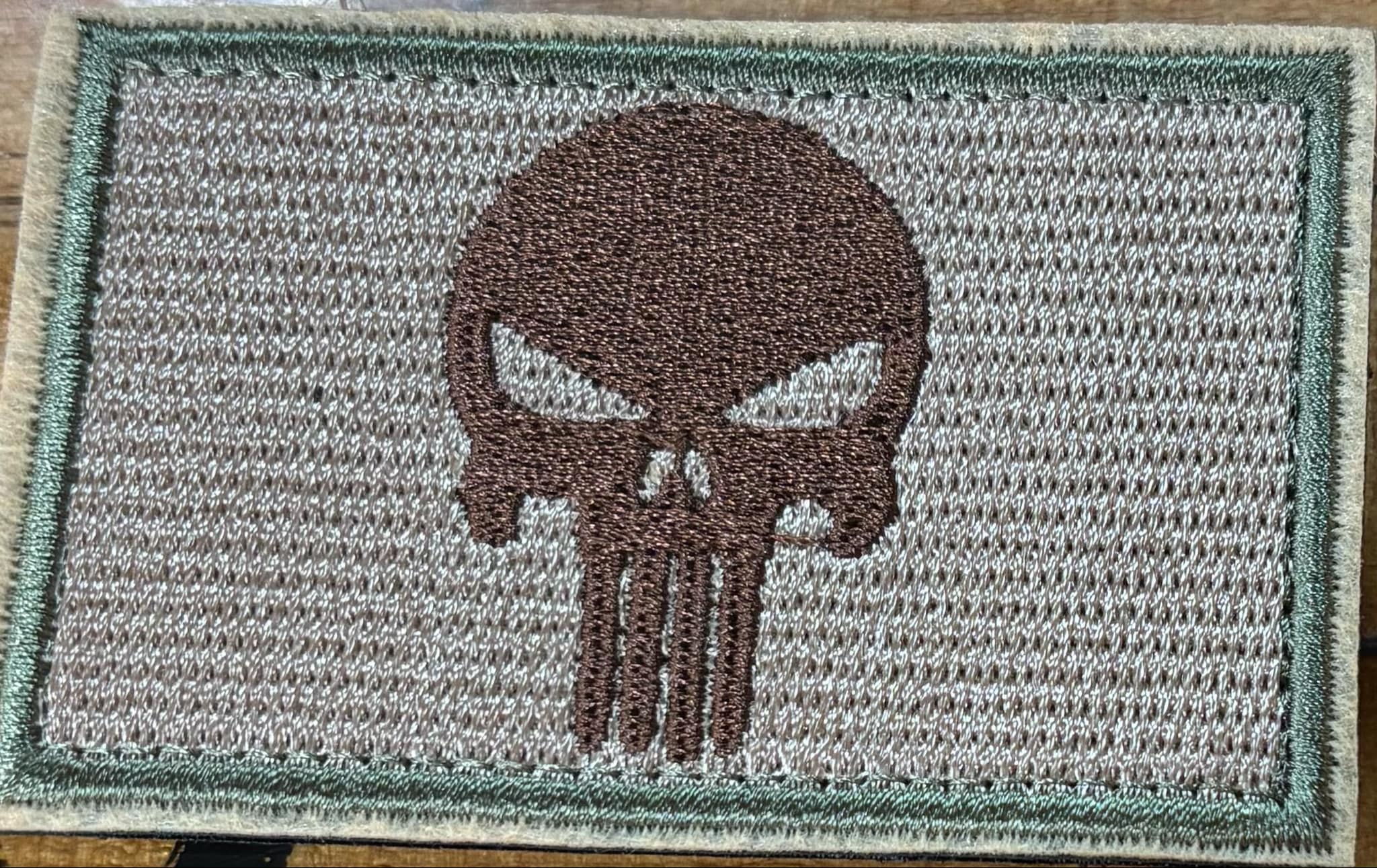 Skull Hook & Loop Patch - Tan/OD