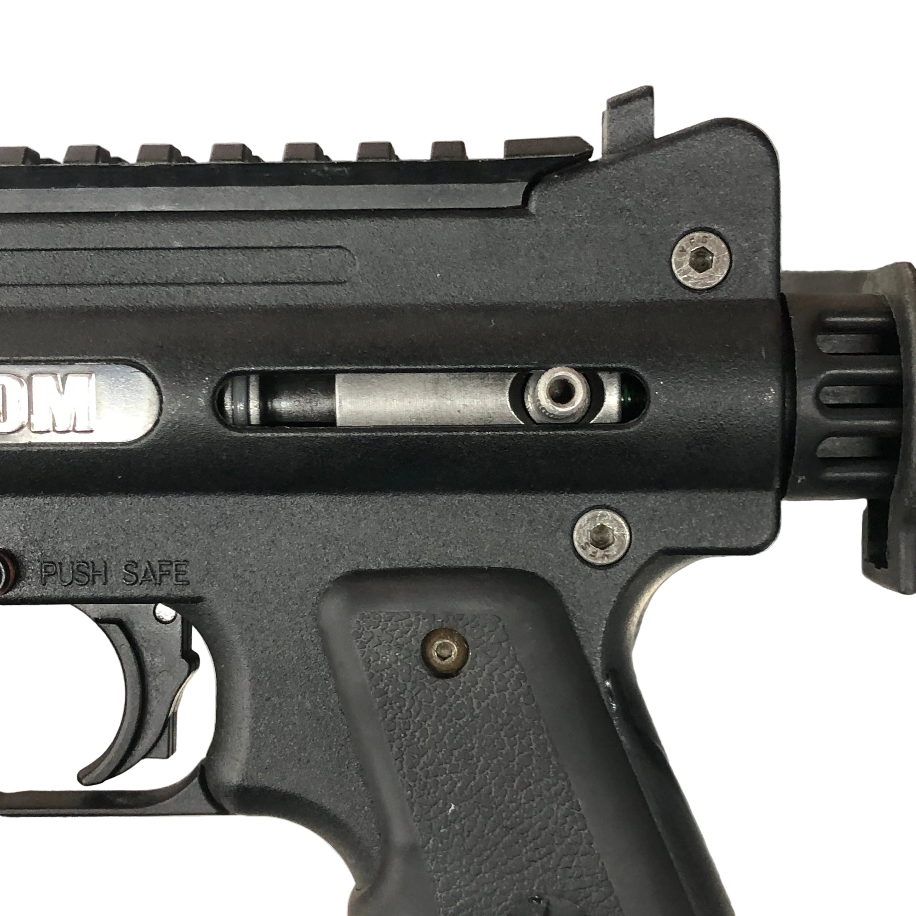 CERTIFIED USED Tippmann 98 Custom Platinum ACT 68 Caliber Gravity Fed Paintball Marker Bolt Zoomed View