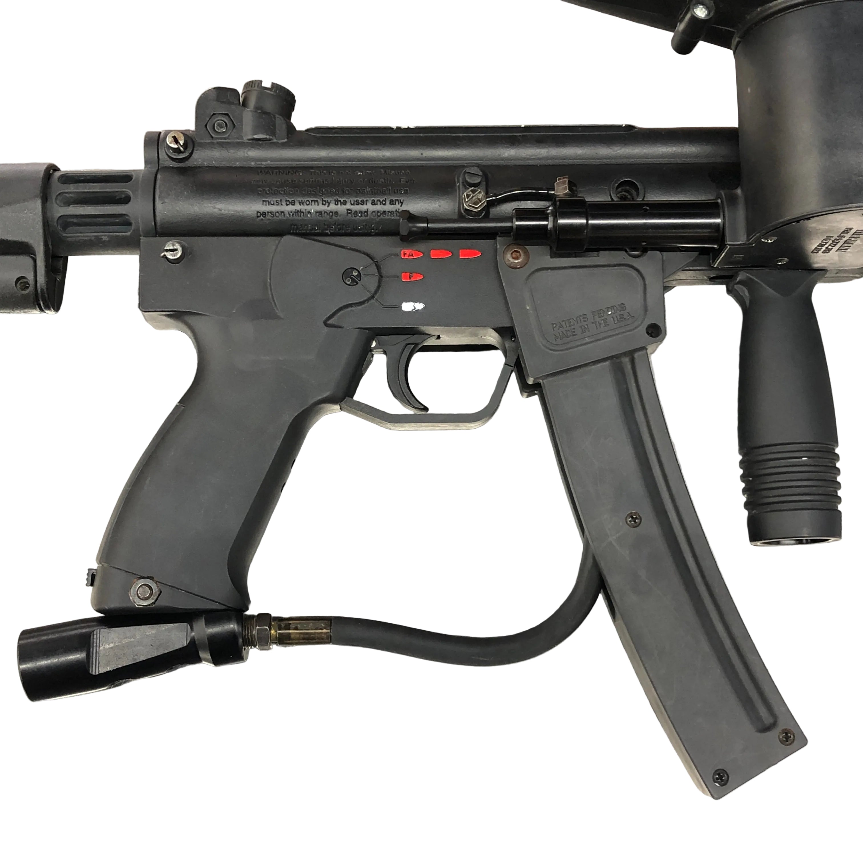 CERTIFIED USED Tippmann A5 EGrip 68 Caliber Gravity Fed Paintball Marker Zoomed Right Side View