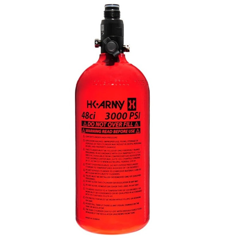 HK Army 48/3000 Aluminum HPA Paintball Air Tank Red Back View
