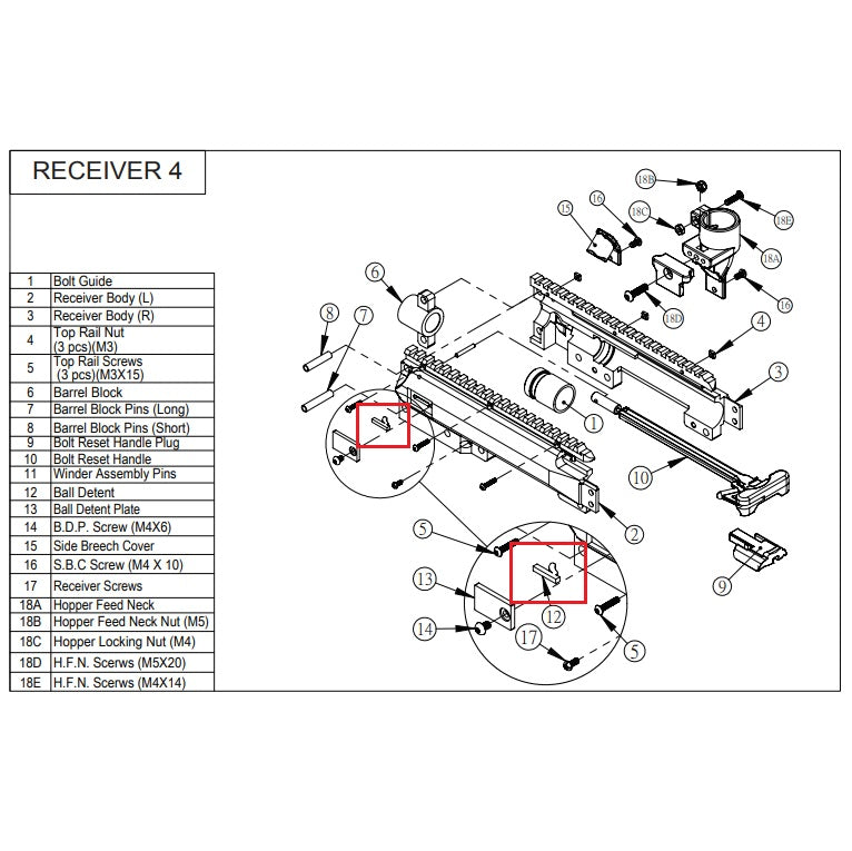 Valken Replacement Ball Latch Detent Schematic View Receiver