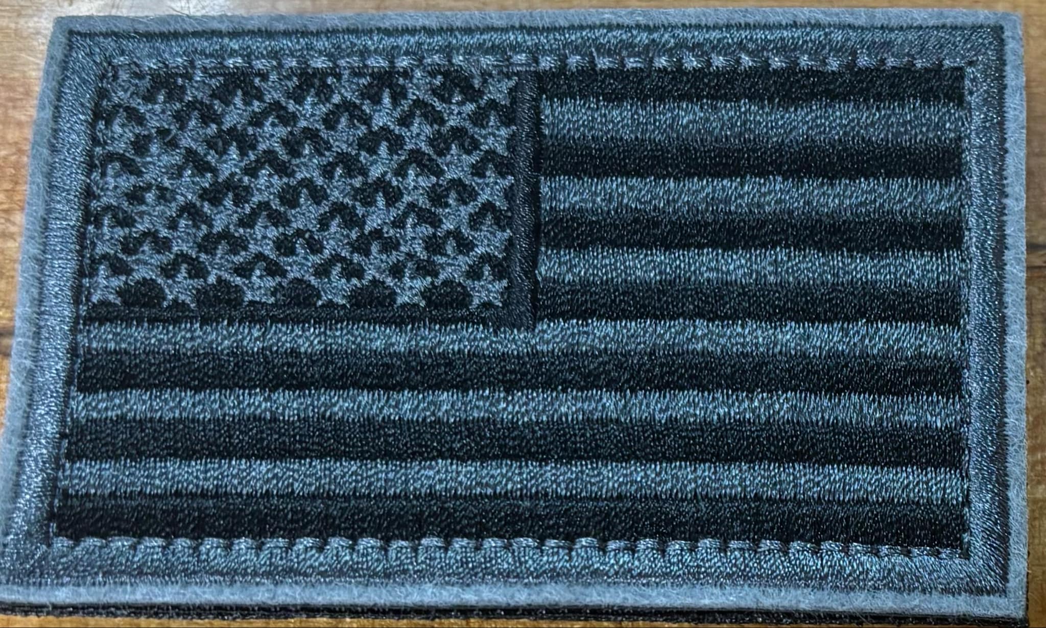 USA Flag Hook & Loop Patch - Grey/Black