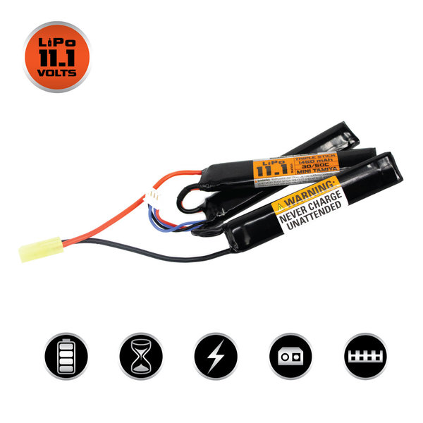 BATTERIE LIPO VALKEN 11.1V 1450MAH 30/50C TRIPLE STICK SMALL TAMIYA