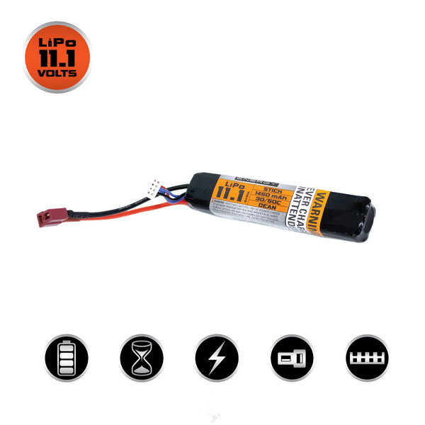 BATTERIE LIPO VALKEN 11.1V 1450MAH 30/50C STICK DEANS