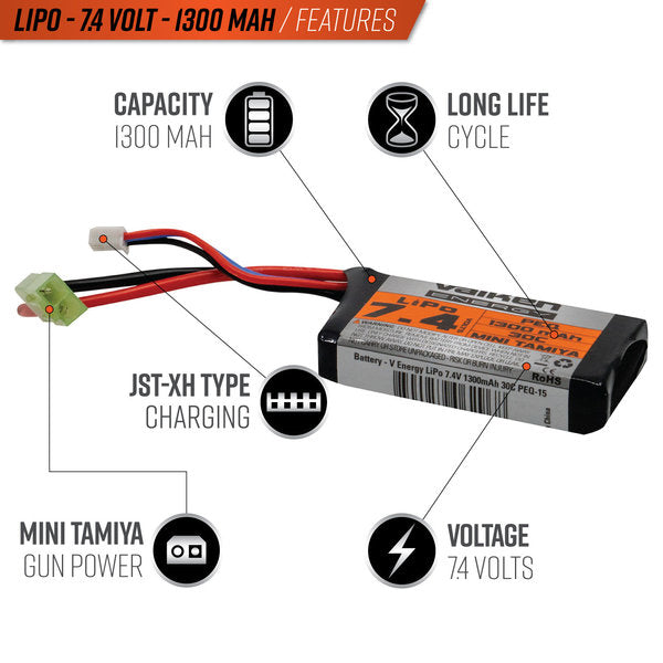 BATTERIE LIPO VALKEN 7.4V 1300MAH 30C PEQ SMALL TAMIYA