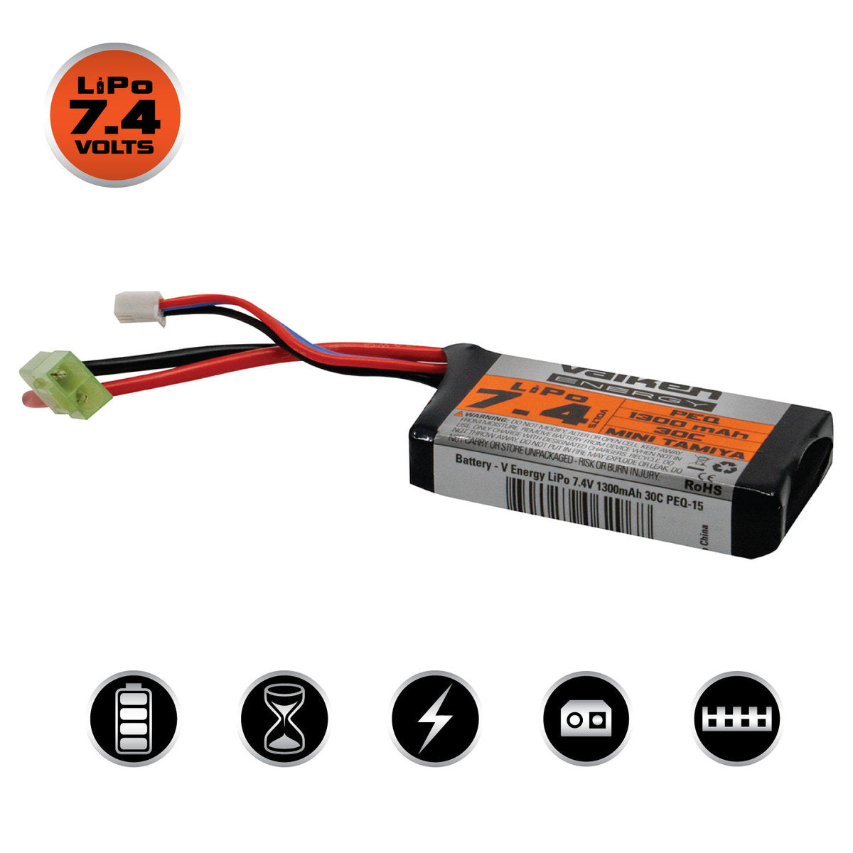 BATTERIE LIPO VALKEN 7.4V 1300MAH 30C PEQ SMALL TAMIYA