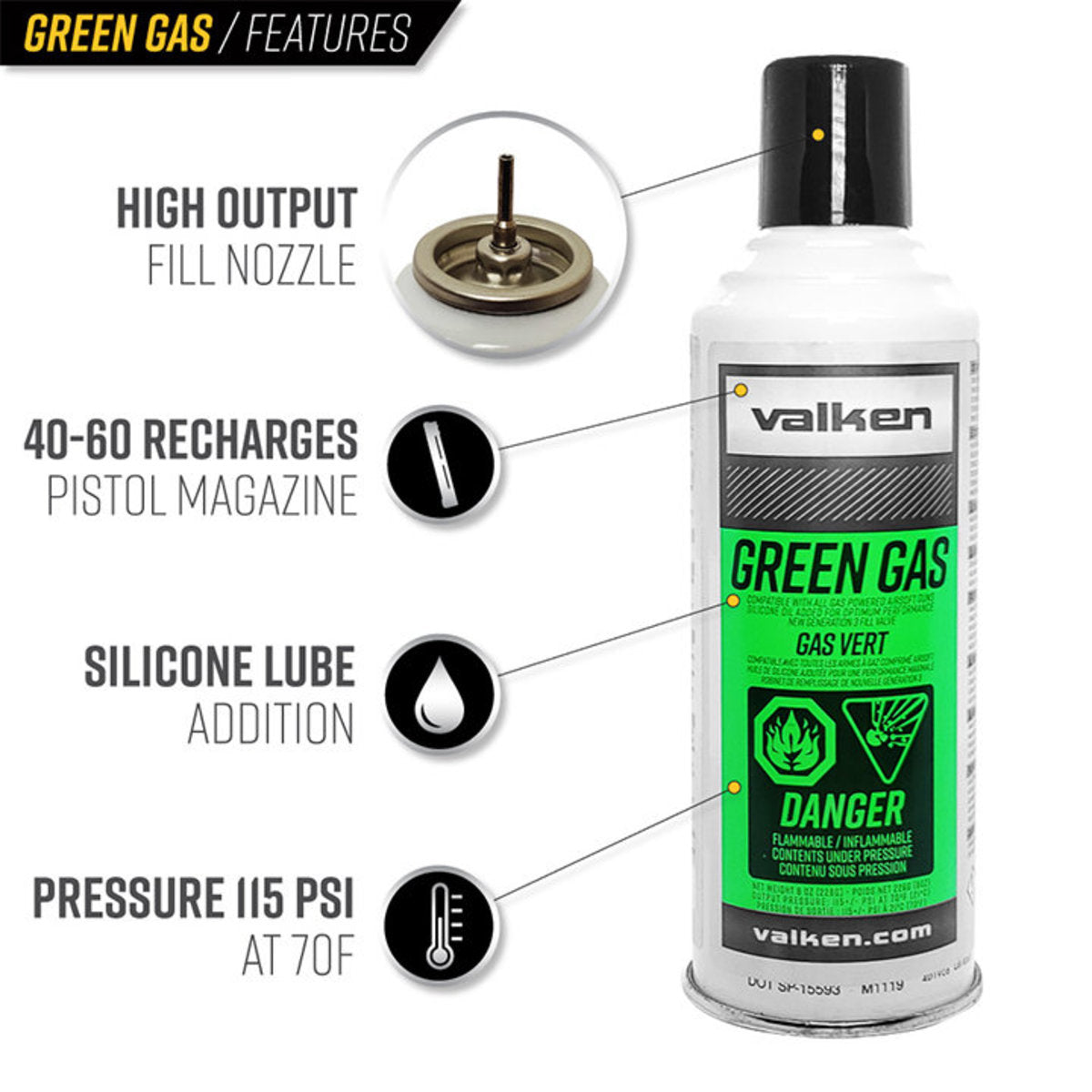 VALKEN GREEN GAS 8oz